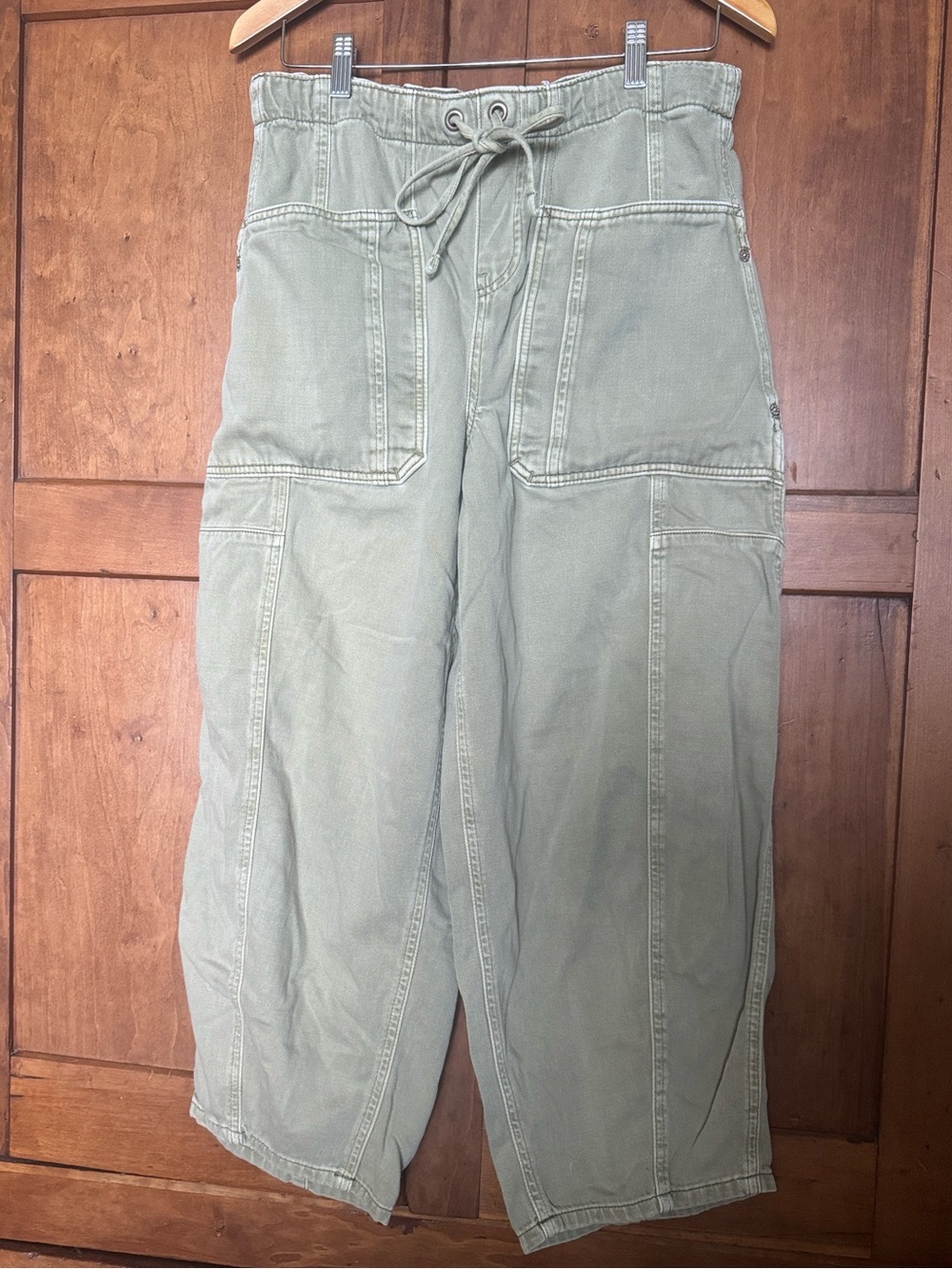 We The Free Olive Green Drawstring Barrel Elastic Back Pants - Picture 5 of 5